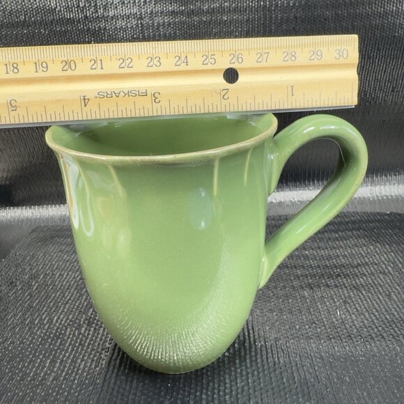 Pierre Deux Ceramic Coffee Mug Cup Set 2 Green Glaze Mugs Cups France Vintage - Picture 5 of 15